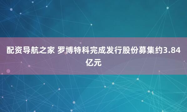 配资导航之家 罗博特科完成发行股份募集约3.84亿元