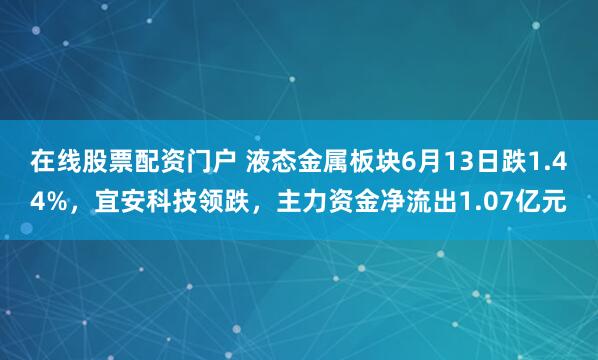 在线股票配资门户 液态金属板块6月13日跌1.44%，宜安科技领跌，主力资金净流出1.07亿元